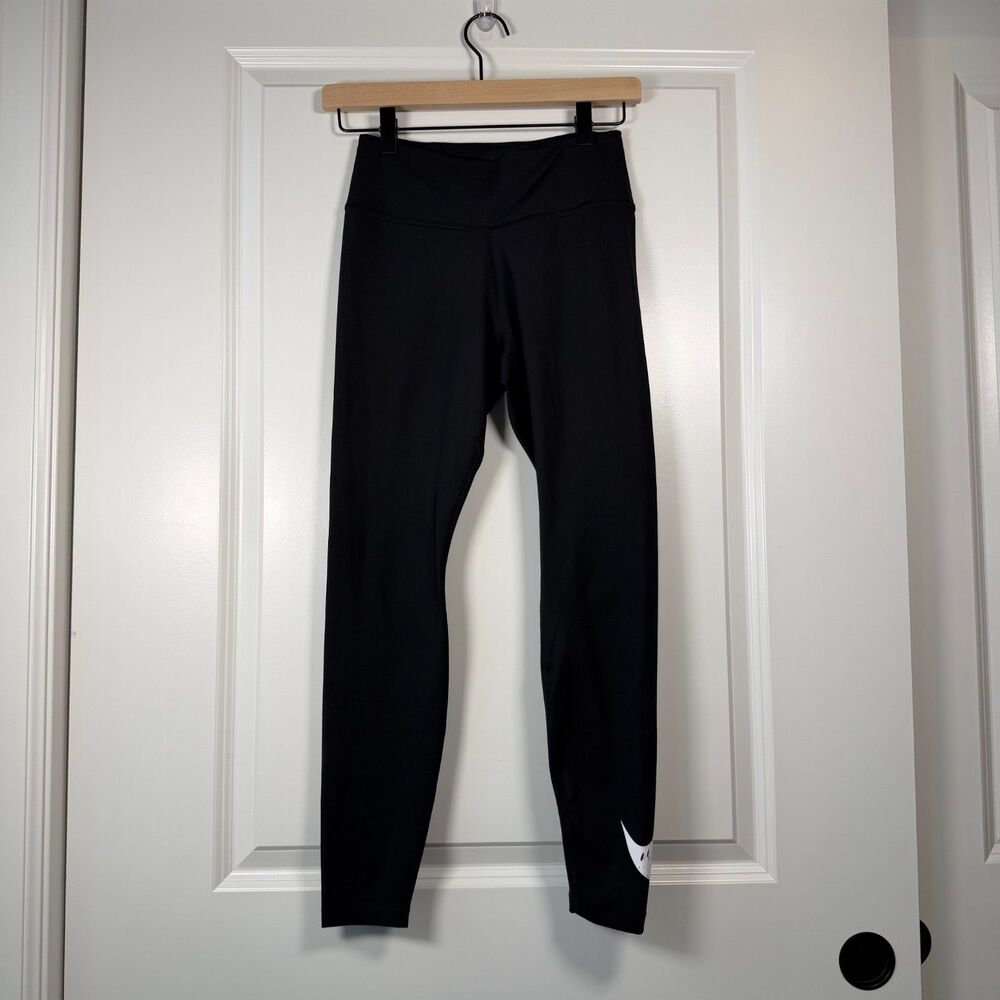 Nike Dri-FIT Swoosh Run 7/8 Leggings Women's Size S Black Mid Rise Running